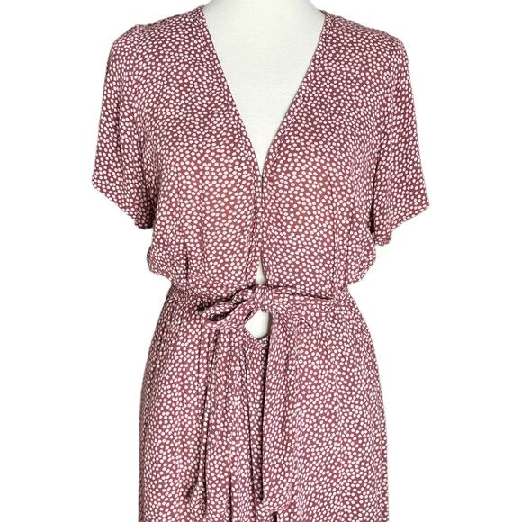 Abercrombie & Fitch Short Sleeve V-Neck Maxi Dress With Tie Waist Flowy Large - Picture 3 of 12